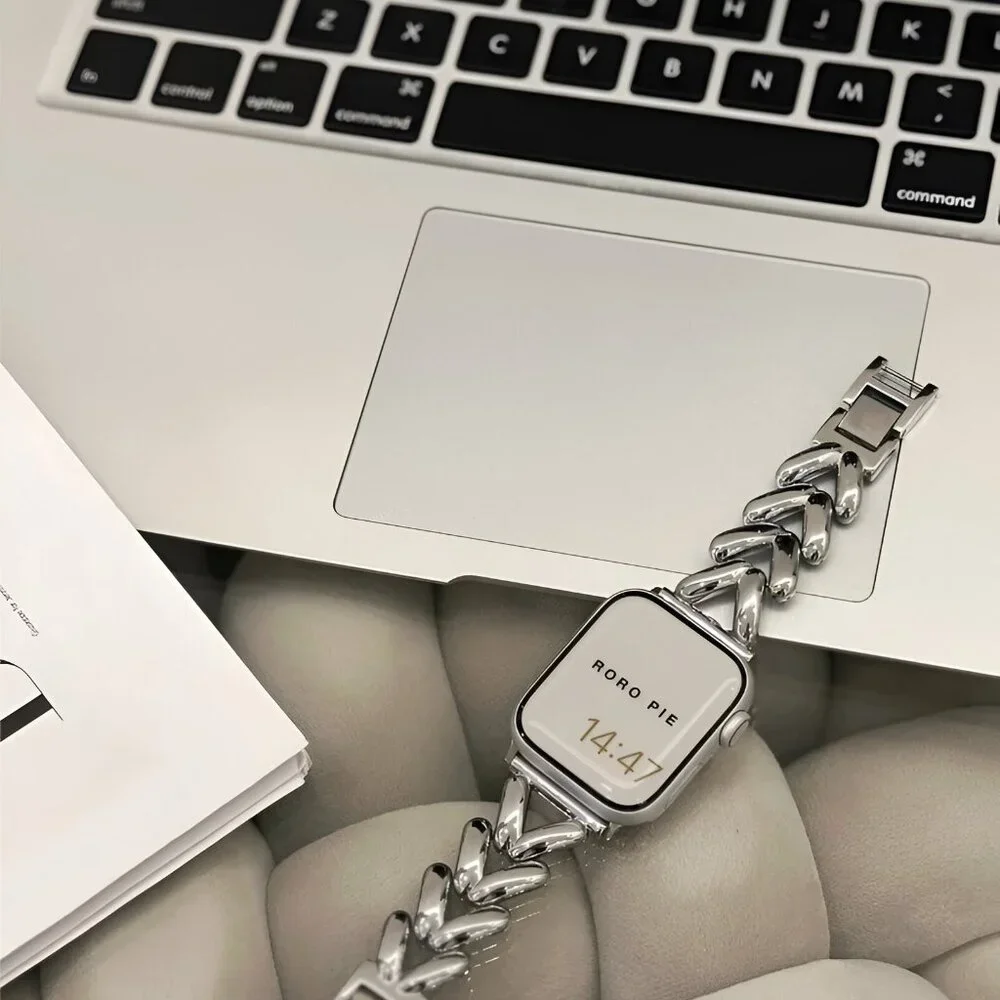 Apple Watch Band Adjustable Stylish Strap Silver Stainless Watch Band - Silver - Picture 6 of 9